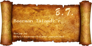Beerman Talamér névjegykártya